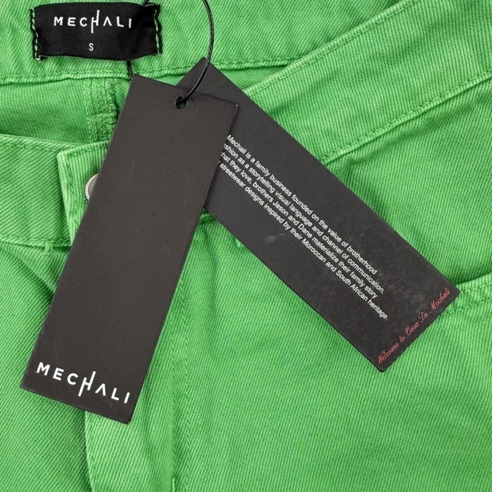 Mechali Jeans Womens Small Green Double Knee Carpenter Embroidered Streetwear - Picture 8 of 14